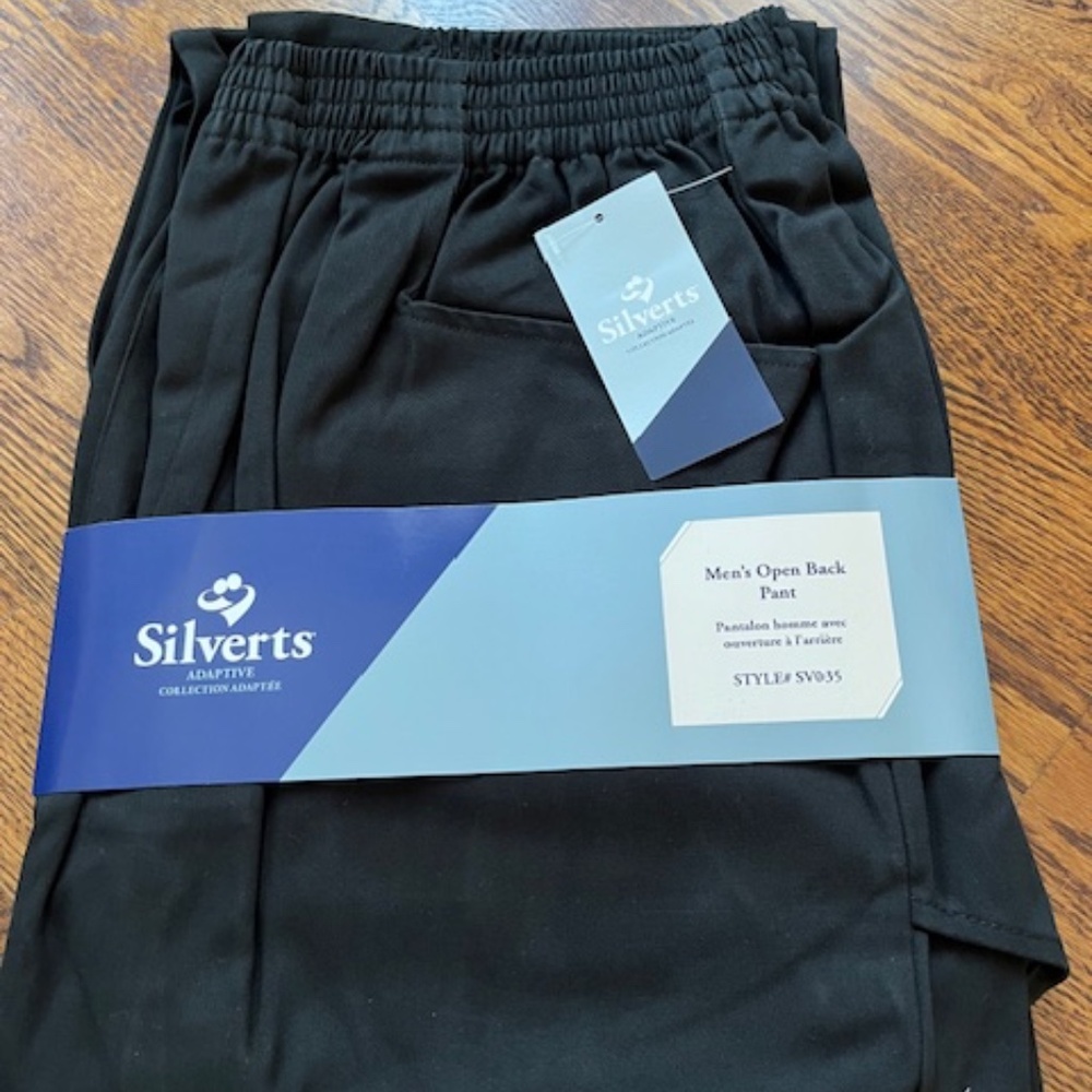 Silverts Men's Open Back Adaptive Cargo Pant Assistive size M Black NWT